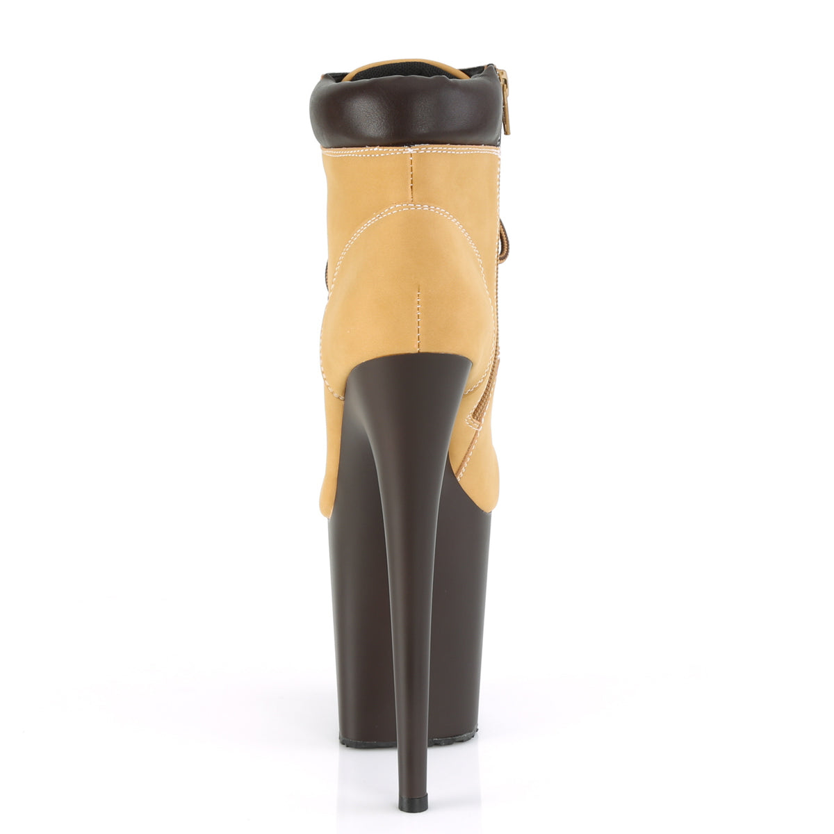 Pleaser Damen Knöchelstiefel FLAMINGO-800TL-02 Tan Nubuk-Faux-Leder / d. Braune Matte
