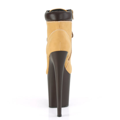 Pleaser Damen Knöchelstiefel FLAMINGO-800TL-02 Tan Nubuk-Faux-Leder / d. Braune Matte