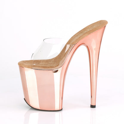 Pleaser Womens Sandals FLAMINGO-801 Clr/Rose Gold Chrome