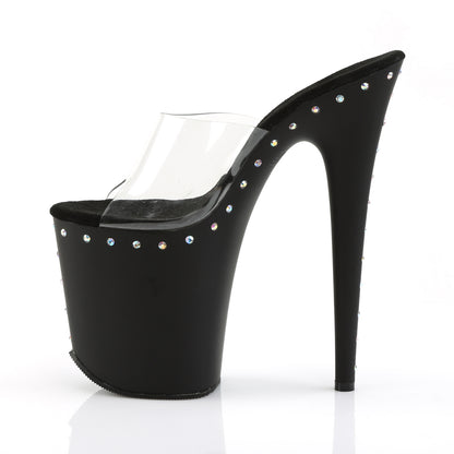 Pleaser Womens Sandals FLAMINGO-801ABLS Clr/Blk Matte