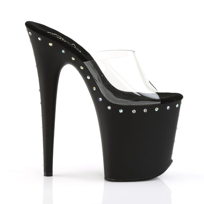 Pleaser Womens Sandals FLAMINGO-801ABLS Clr/Blk Matte