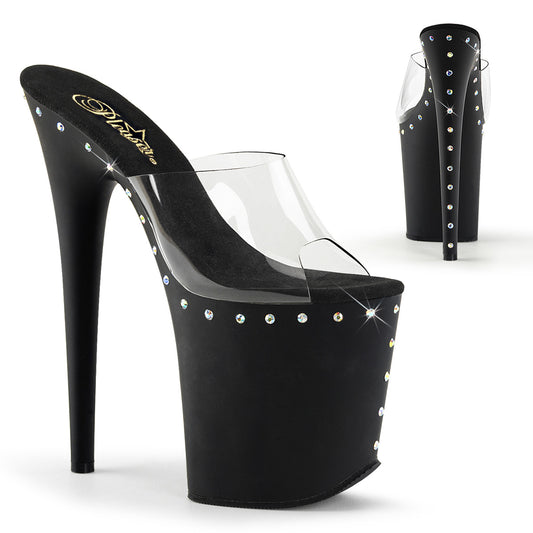 Pleaser Womens Sandals FLAMINGO-801ABLS Clr/Blk Matte