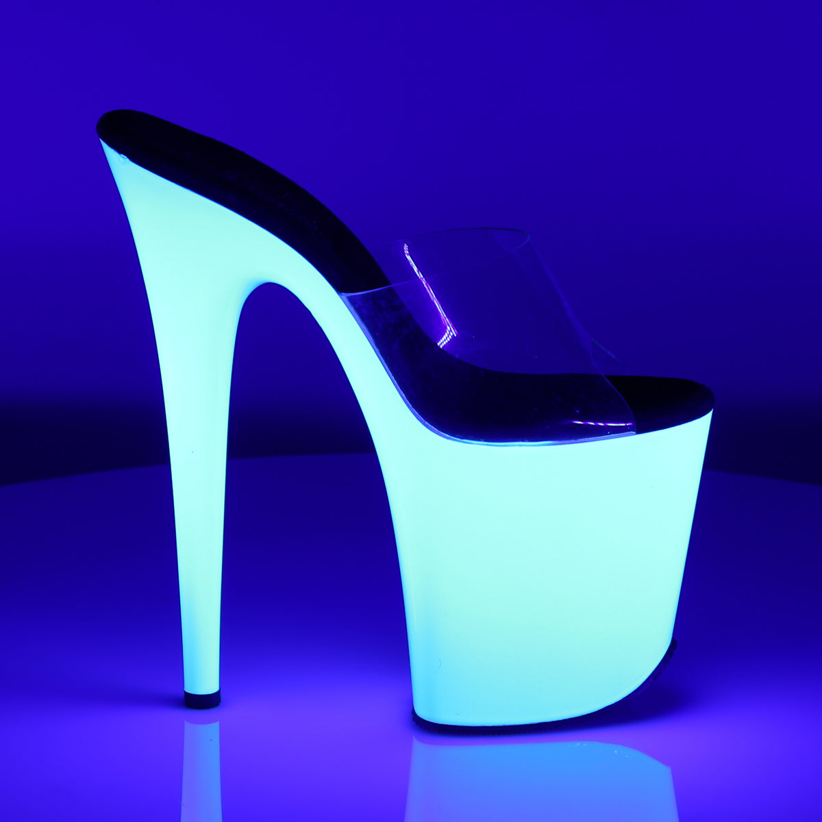 Pleaser Womens Sandals FLAMINGO-801UV Clr/Neon Wht