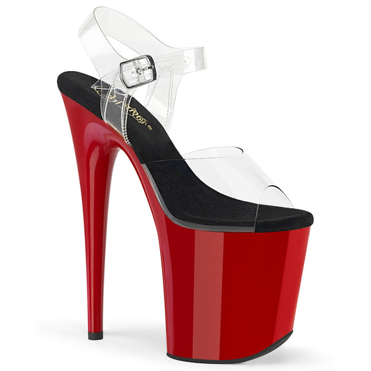 Pleaser Women's Platform Shoes FLAMINGO-808 Clr-Blk/Red
