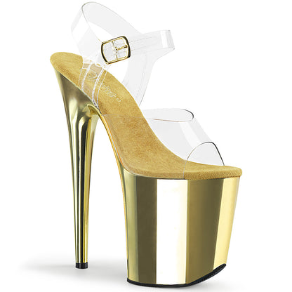 Pleaser Damen Sandalen FLAMINGO-808 CLR / GOLD CHROME