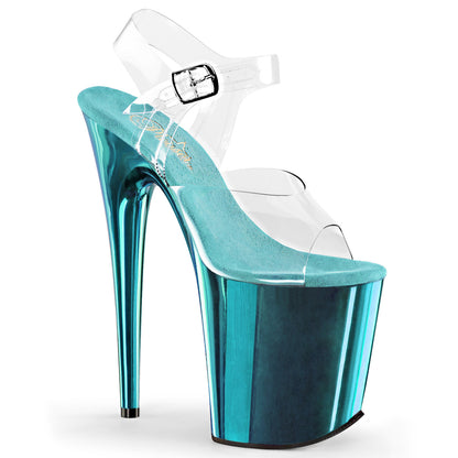 Pleaser Damen Sandalen FLAMINGO-808 CLR / Türkis Chrome