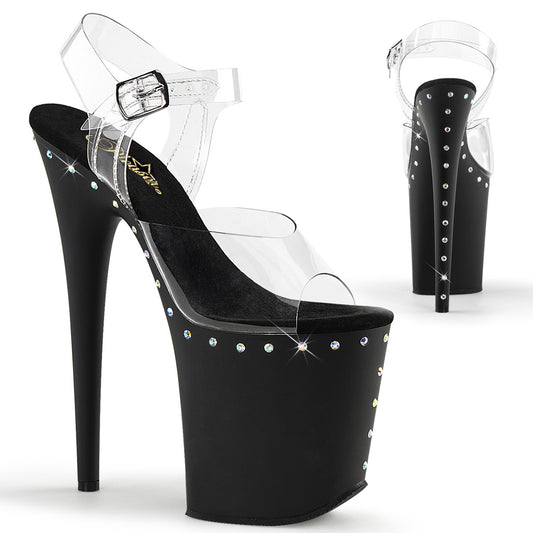 Pleaser Womens Sandals FLAMINGO-808ABLS Clr/Blk Matte