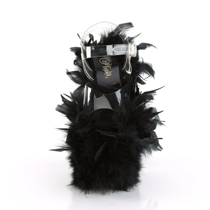 Pleaser Damen Sandalen FLAMINGO-808f CLR / BLK Marabou Feder