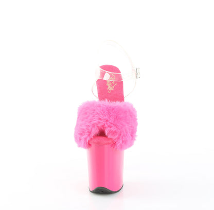 Pleaser Women's Platform Shoes FLAMINGO-808FUR Fuchsia Faux Fur-Clr TPU/Fuchsia