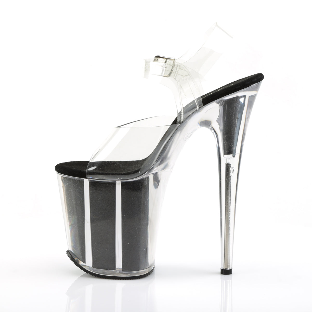 Pleaser Womens Sandals FLAMINGO-808G Clr/Blk Gltr