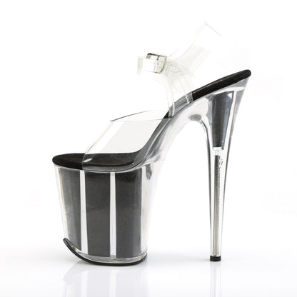 Pleaser Womens Sandals FLAMINGO-808G Clr/Blk Gltr