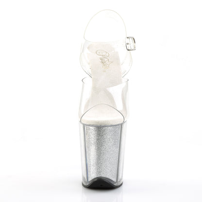 Pleaser Womens Sandals FLAMINGO-808G Clr/Slv Gltr