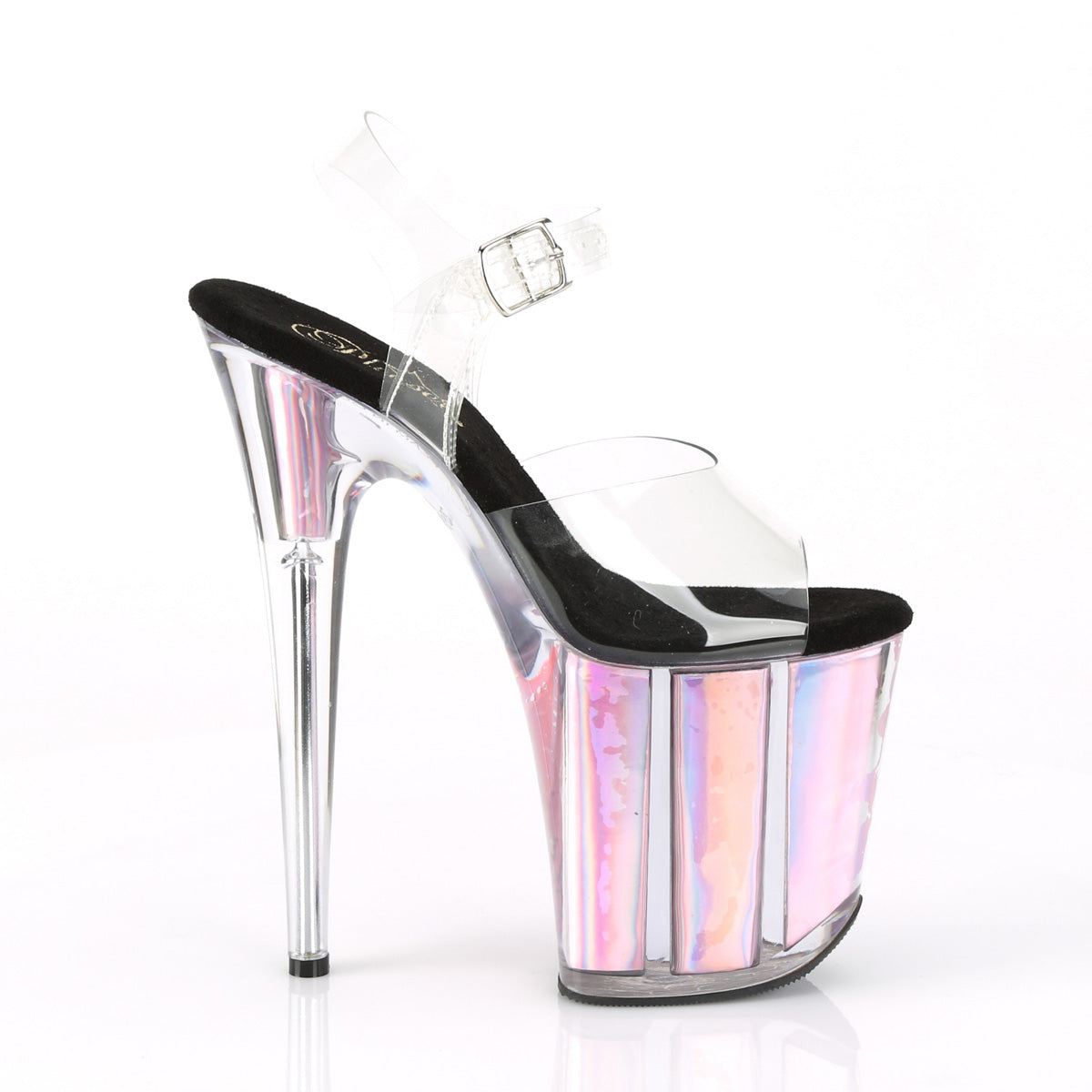 Pleaser Womens Sandals FLAMINGO-808HGI Clr/Pink Hologram Inserts