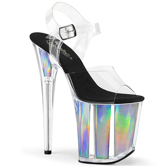 Pleaser Womens Sandals FLAMINGO-808HGI Clr/Slv Hologram Inserts