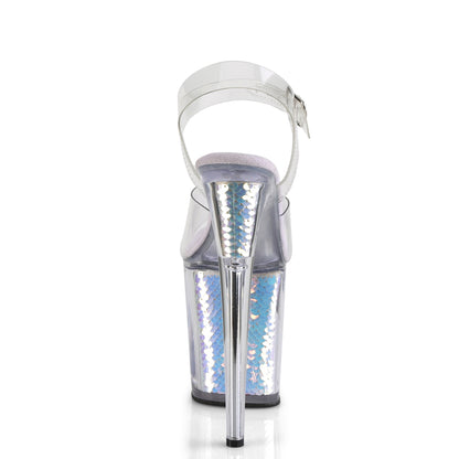 Pleaser Damen Sandalen FLAMINGO-808MC CLR / LAVENDER-Hologrammeinsätze