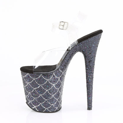 Pleaser Womens Sandals FLAMINGO-808MSLG Clr/Blk Multi Glitter
