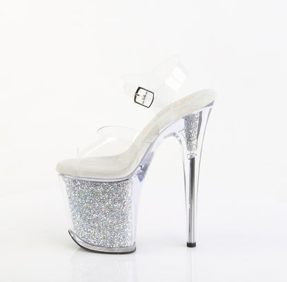 Pleaser Women's Platform Shoes FLAMINGO-808PREM-RSI Clr/Clr-Slv AB RS