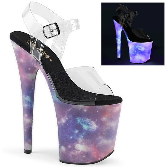 Pleaser Womens Sandals FLAMINGO-808REFL Clr/Purple-Blue Reflective
