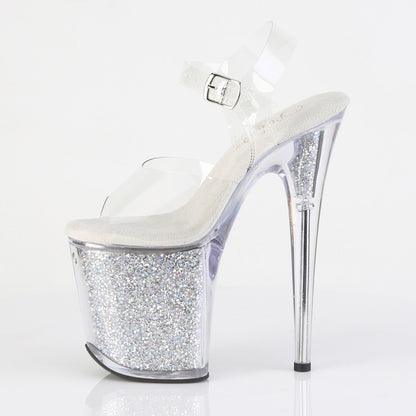 Pleaser Women's Platform Shoes FLAMINGO-808RSI Clr/Clr-Slv AB RS