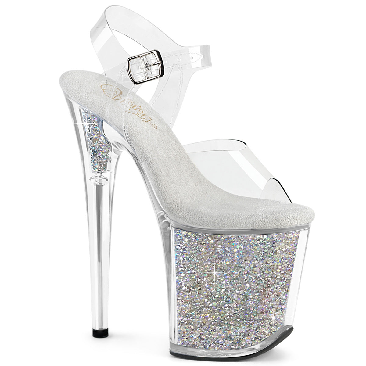 Pleaser Women's Platform Shoes FLAMINGO-808RSI Clr/Clr-Slv AB RS