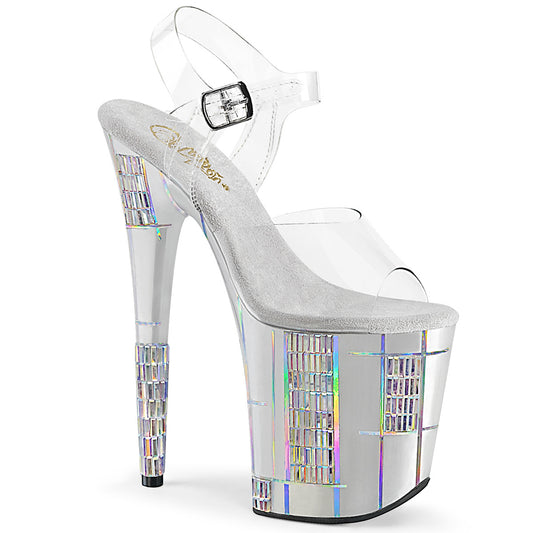 Pleaser Womens Sandals FLAMINGO-808SHAPE-2 Clr/Slv