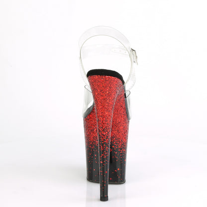 Pleaser Damen Sandalen FLAMINGO-808SS CLR / BLK-Red Multi Glitter