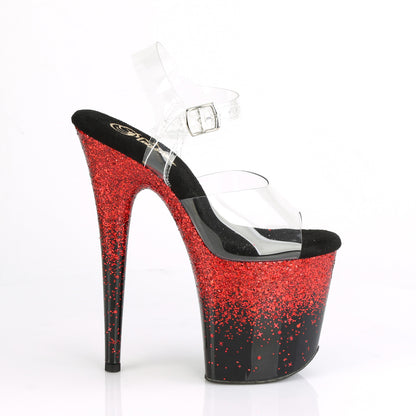 Pleaser Damen Sandalen FLAMINGO-808SS CLR / BLK-Red Multi Glitter
