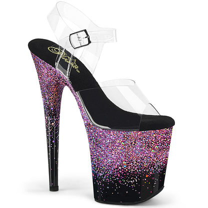 Pleaser   FLAMINGO-808SS CLR/BLK-Purpur Multi Glitter