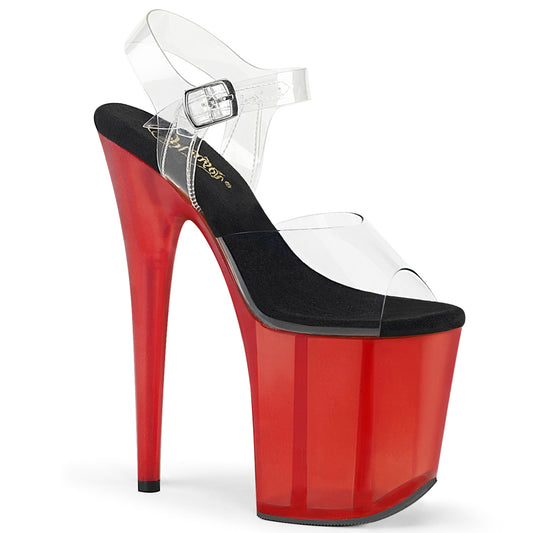 Pleaser Womens Sandals FLAMINGO-808T Clr/Frosted Red