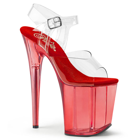 Pleaser Damen Sandalen FLAMINGO-808T CLR / Rot getönt