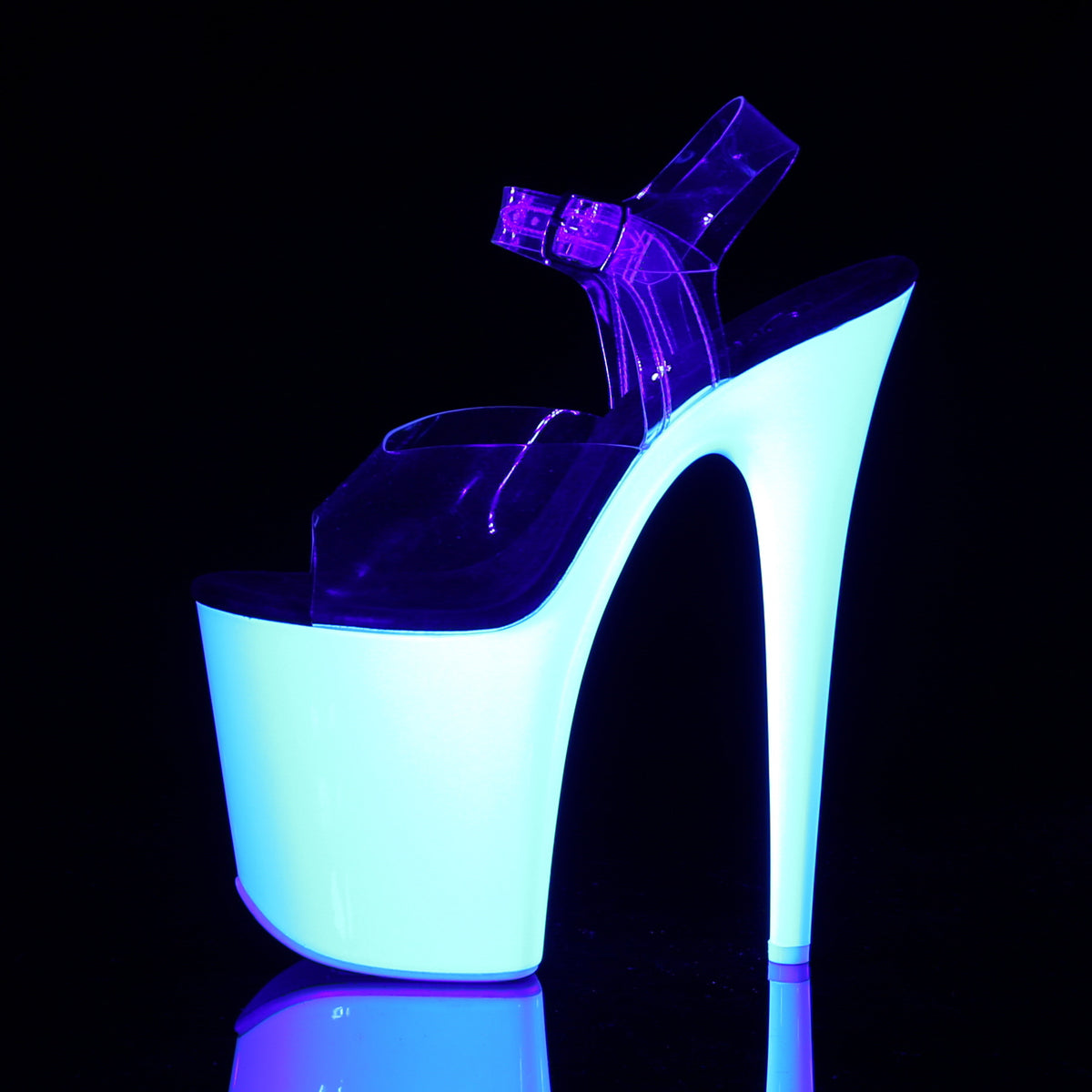 Pleaser Damen Sandalen FLAMINGO-808UV CLR / NEON WHT