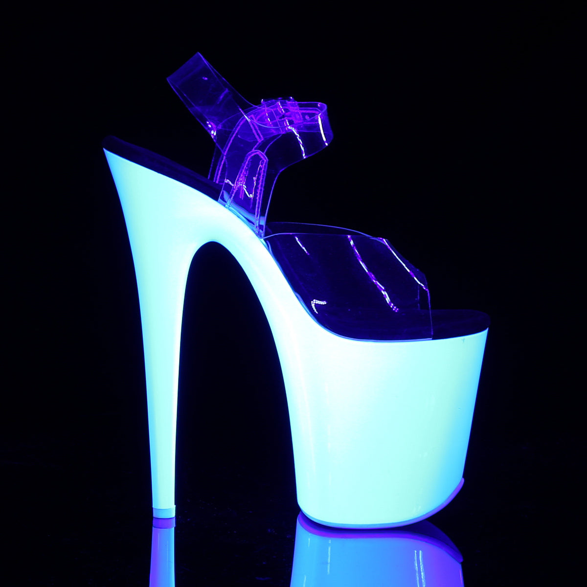 Pleaser Damen Sandalen FLAMINGO-808UV CLR / NEON WHT