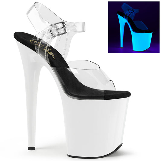 Pleaser Womens Sandals FLAMINGO-808UV Clr/Neon Wht