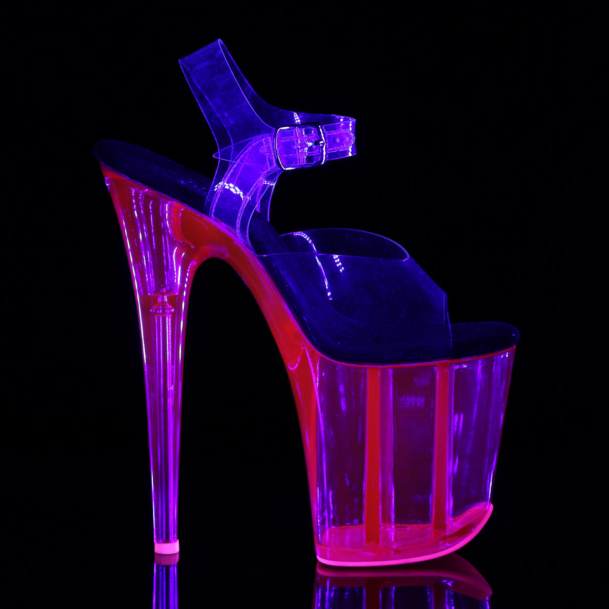 Pleaser Womens Sandals FLAMINGO-808UVT Clr/H. Pink Tinted