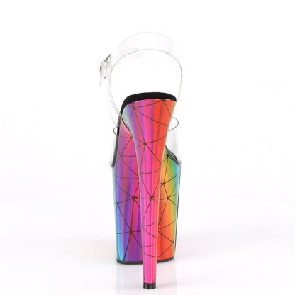 Pleaser Womens Sandals FLAMINGO-808WR Clr/Laser Rainbow Hologram Wrapped