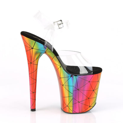 Pleaser Womens Sandals FLAMINGO-808WR Clr/Laser Rainbow Hologram Wrapped