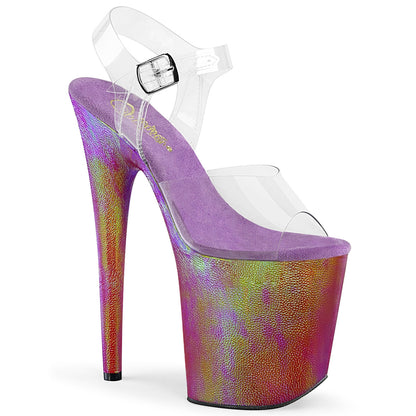 Pleaser Damen Sandalen FLAMINGO-808wr CLR / Lila-Hologramm eingewickelt