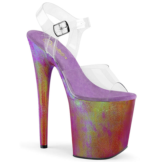 Pleaser Damen Sandalen FLAMINGO-808wr CLR / Lila-Hologramm eingewickelt