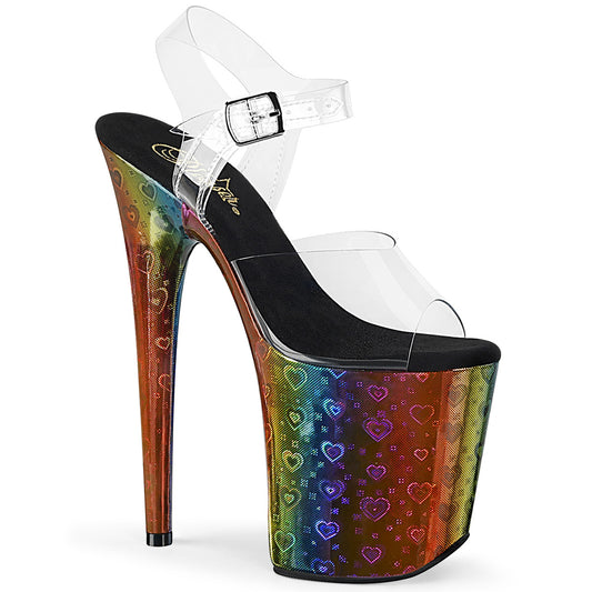 Pleaser Damen Sandalen FLAMINGO-808wr CLR /Rainbow Hologrammwicklung