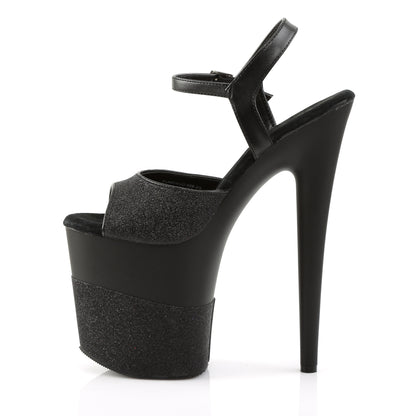 Pleaser Womens Sandals FLAMINGO-809-2G Blk Glitter/Blk-Glitter