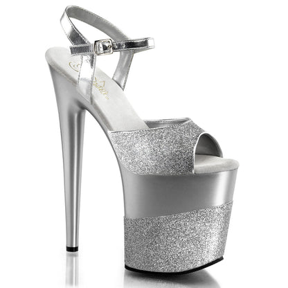 Pleaser Womens Sandals FLAMINGO-809-2G Slv Gltr/Slv-Gltr