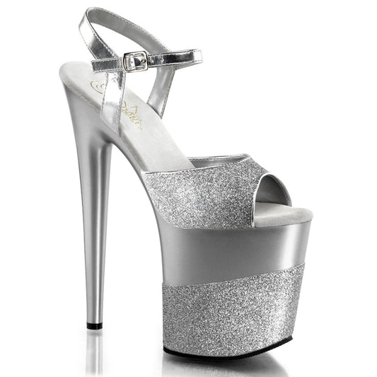 Pleaser Womens Sandals FLAMINGO-809-2G Slv Gltr/Slv-Gltr