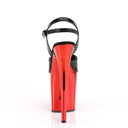 Pleaser Womens Sandals FLAMINGO-809 Blk Pat/Red Chrome