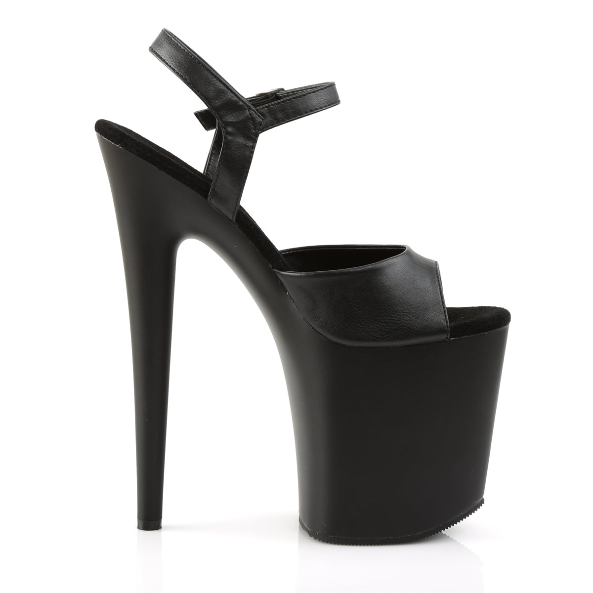 Pleaser Womens Sandals FLAMINGO-809 Blk Faux Leather/Blk Matte
