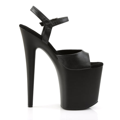 Pleaser Womens Sandals FLAMINGO-809 Blk Faux Leather/Blk Matte