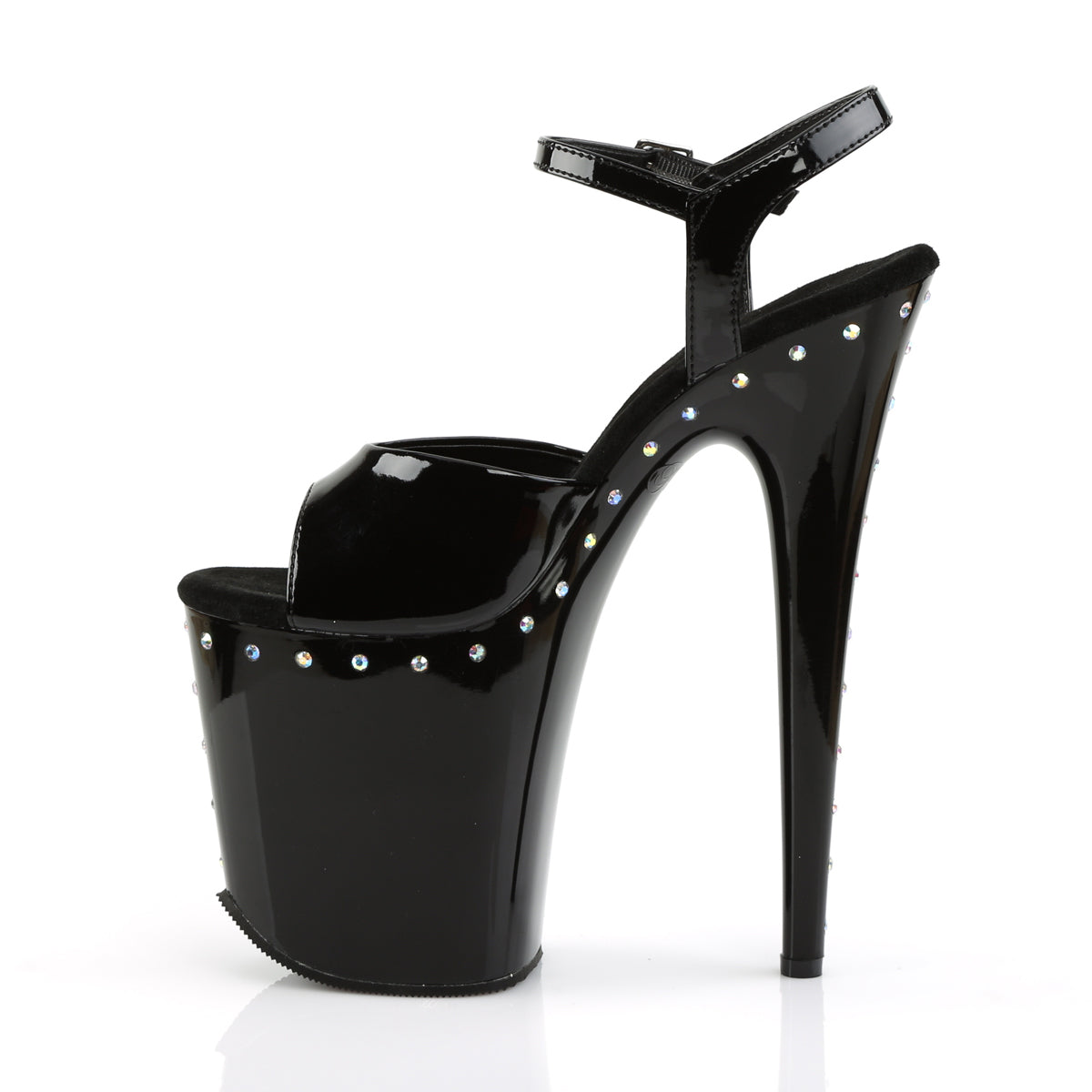 Pleaser Damen Sandalen FLAMINGO-809abls BLK Pat / BLK