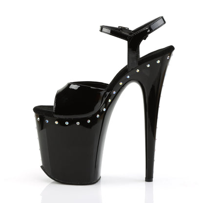 Pleaser Damen Sandalen FLAMINGO-809abls BLK Pat / BLK