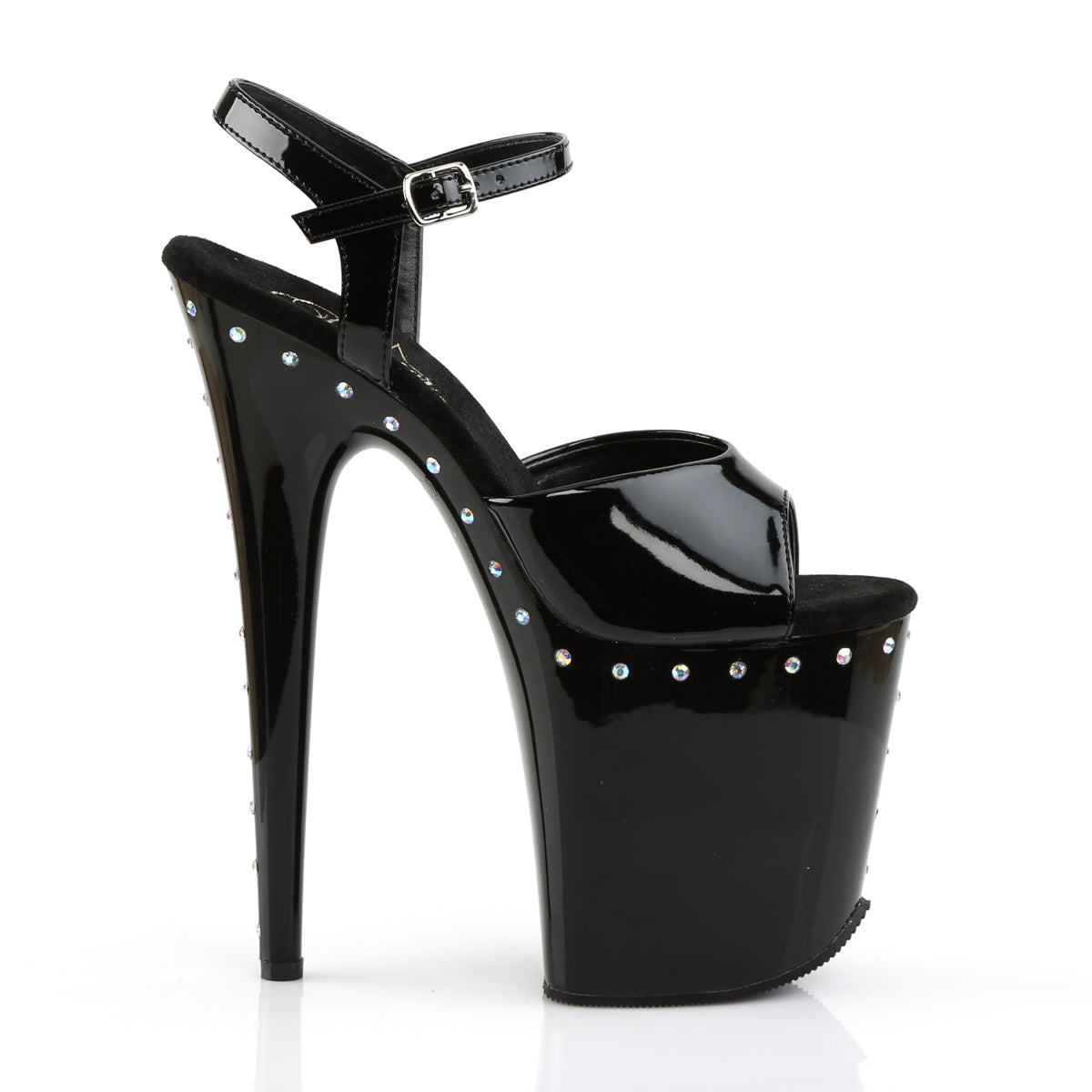 Pleaser Damen Sandalen FLAMINGO-809abls BLK Pat / BLK