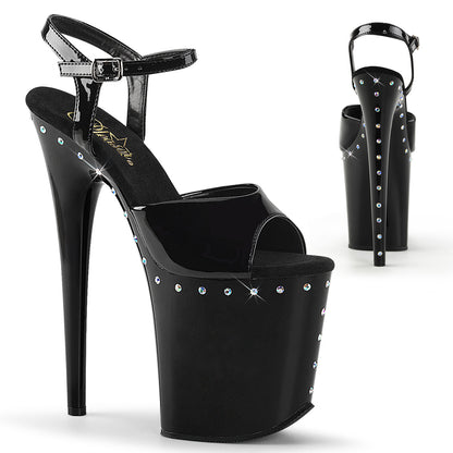 Pleaser Damen Sandalen FLAMINGO-809abls BLK Pat / BLK