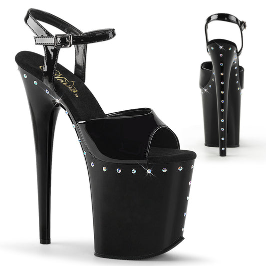 Pleaser Damen Sandalen FLAMINGO-809abls BLK Pat / BLK